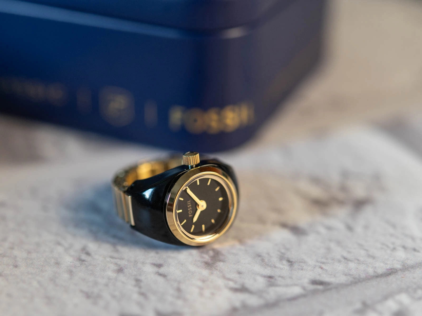 WOMEN'S WATCH FOSSIL ES5413 WATCH RING ELEGANT BLACK AND GOLD Packaging status original