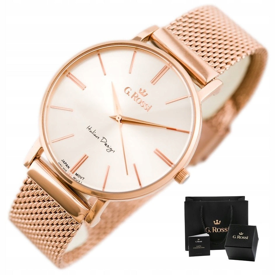 WOMEN'S WATCH G. ROSSI RALFIA +BOX +GRAWER mesh gold bracelet