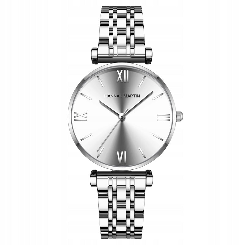 WOMEN'S WATCH HANNAH MARTIN ELEGANT ON BRACELET MESH SILVER Functions waterproof