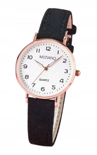 WOMEN'S WATCH MSTIANQ Black Strap Gold case Stylish Gift