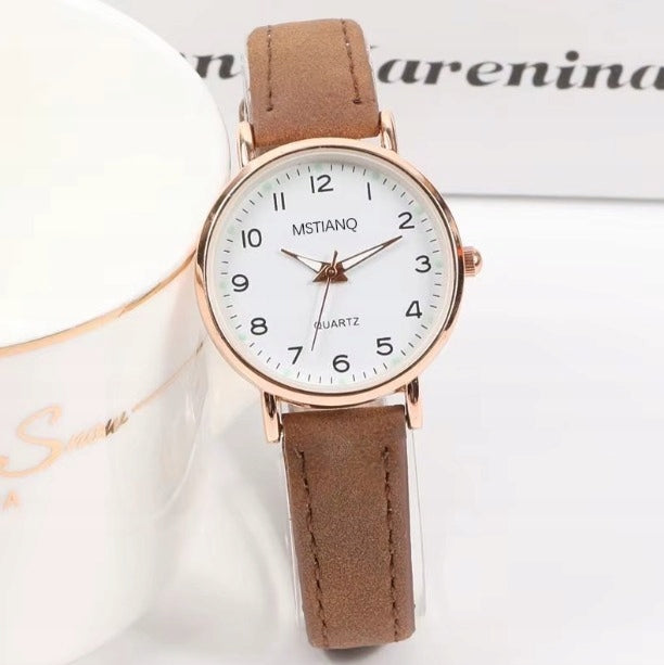 WOMEN'S WATCH MSTIANQ Brown Strap Gold case Stylish Gift Product weight with unit packaging 0.1 kg