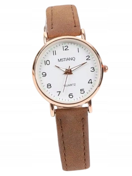 WOMEN'S WATCH MSTIANQ Brown Strap Gold case Stylish Gift