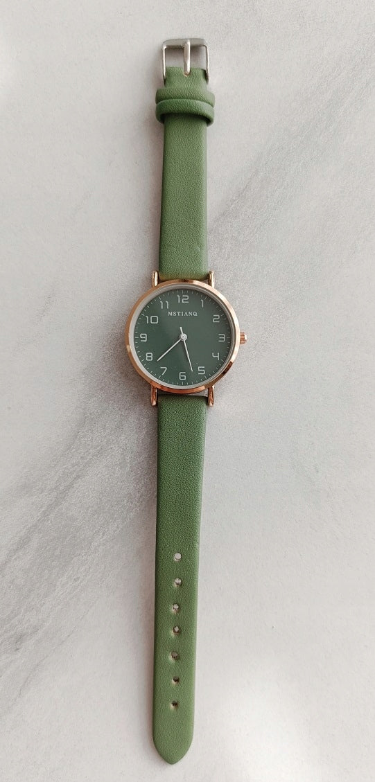 WOMEN'S WATCH MSTIANQ Green Strap Gold case Stylish Gift Brand Emigmat