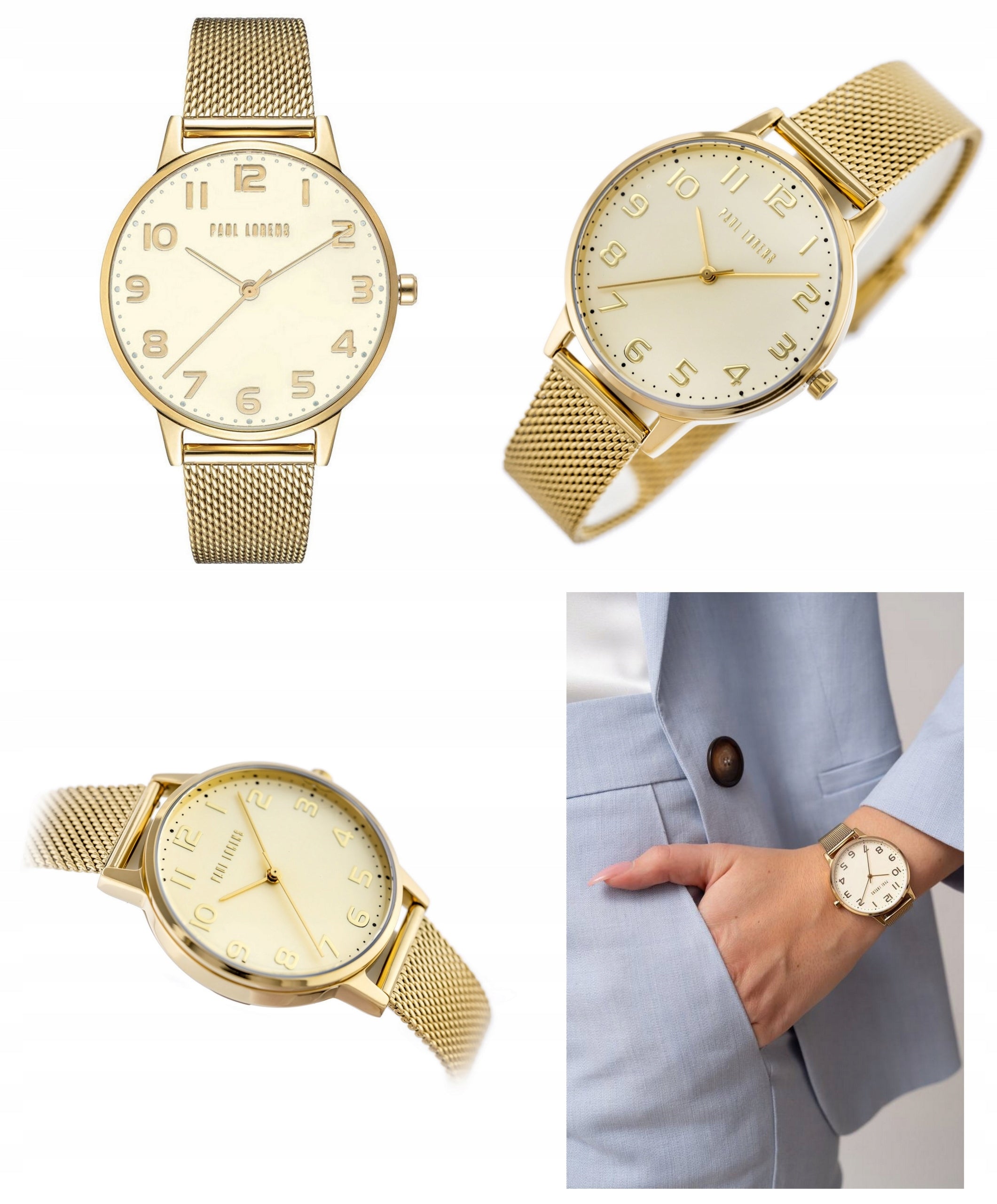 WOMEN'S WATCH PAUL LORENS ARTENA GOLD NUMBERS + BOX +ENGRAVING Brand Paul Lorens