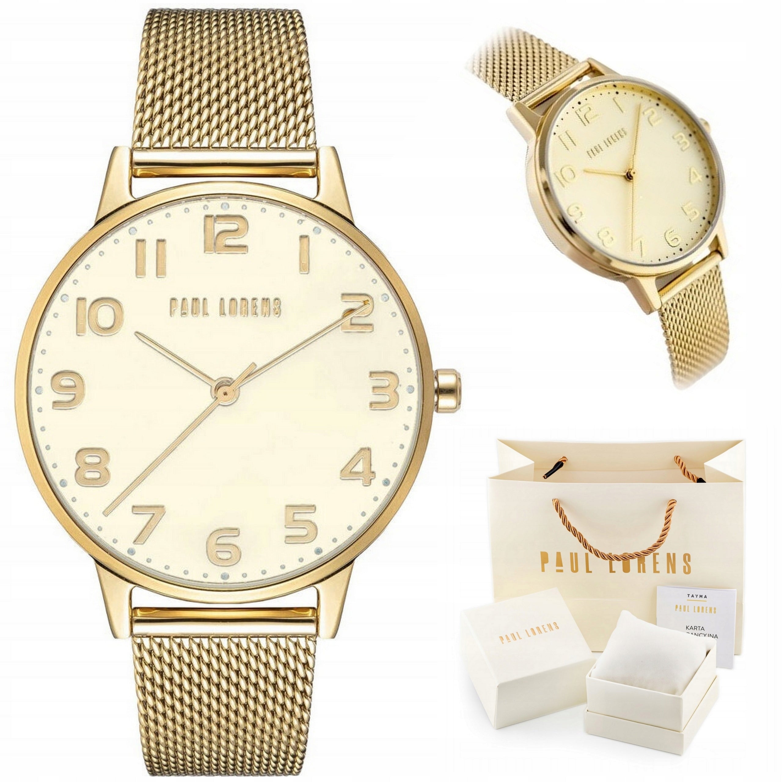 WOMEN'S WATCH PAUL LORENS ARTENA GOLD NUMBERS + BOX +ENGRAVING