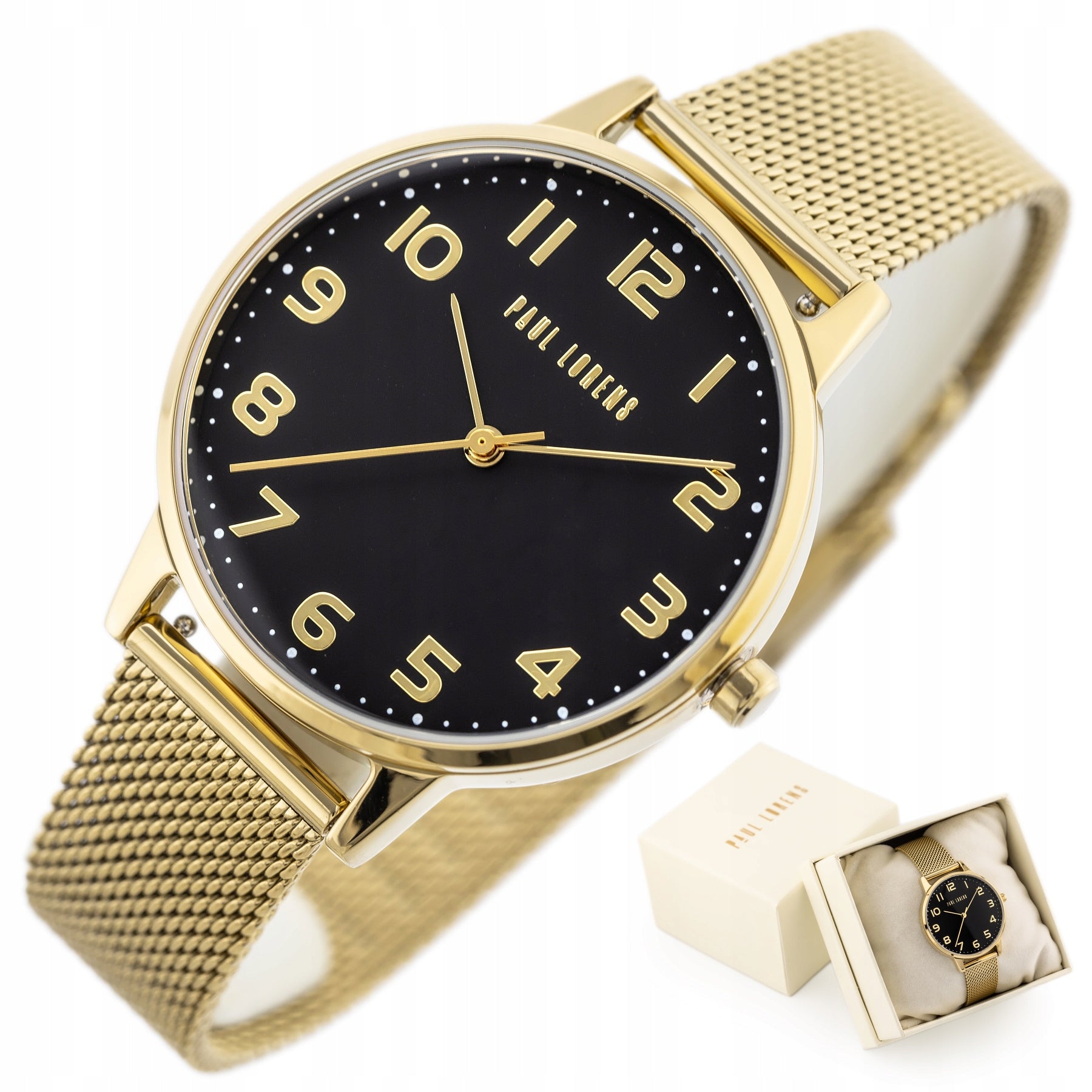 WOMEN'S WATCH PAUL LORENS ARTENA gold numerals legible +BOX +ENGRAVING