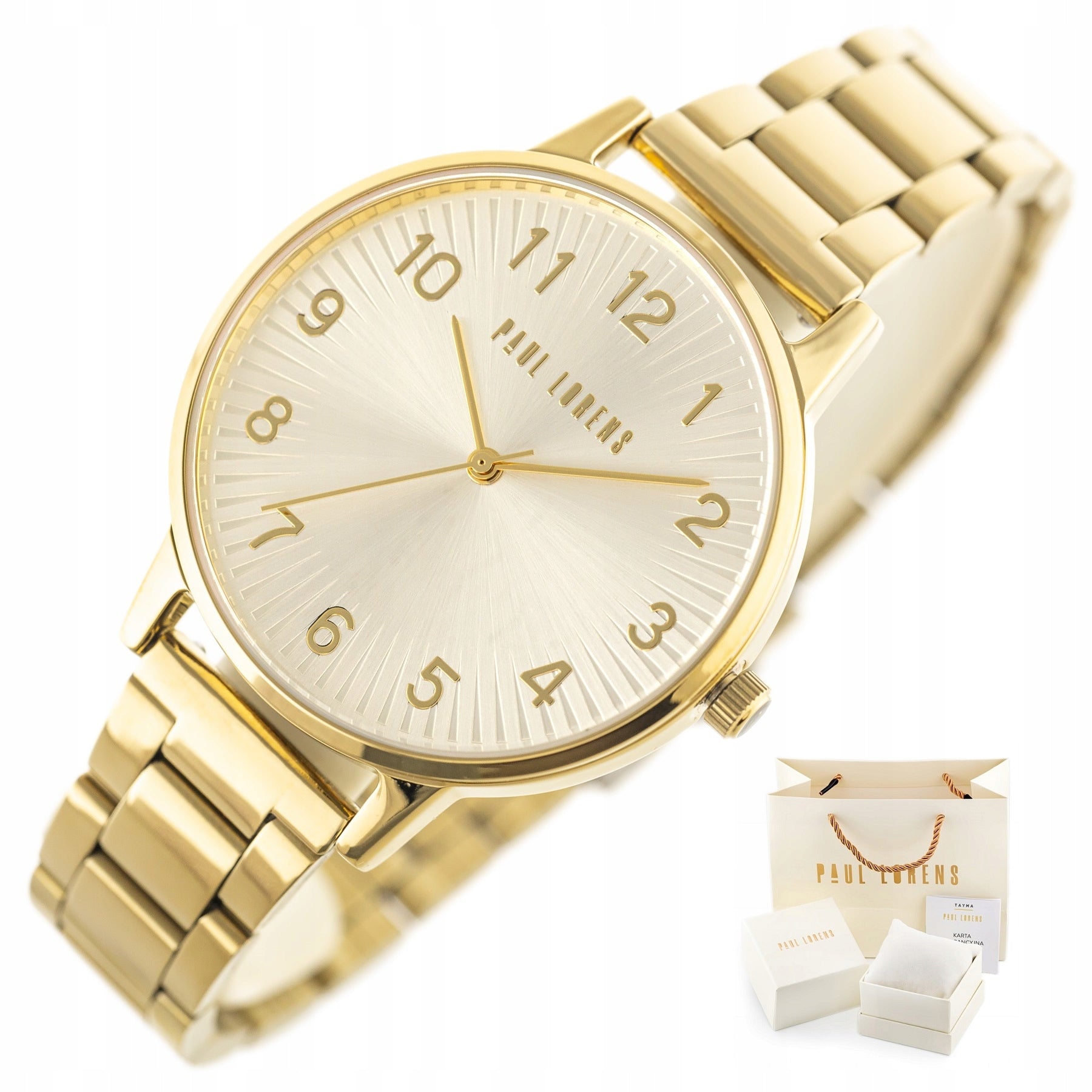 WOMEN'S WATCH PAUL LORENS PENNA GIFT SET digitS CLEAR +ENGRAVING