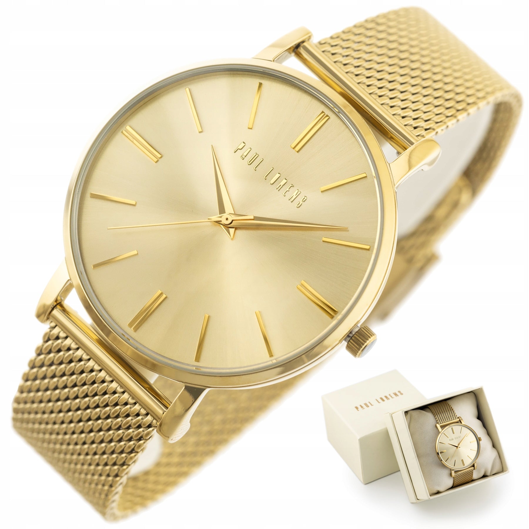 WOMEN'S WATCH PAUL LORENS RALFIA gold bracelet + BOX +ENGRAVING