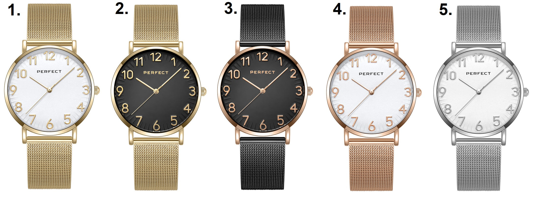 WOMEN'S WATCH PERFECT ZEFRA +BOX +ENGRAVING NUMBERS mesh bracelet gold Brand Perfect