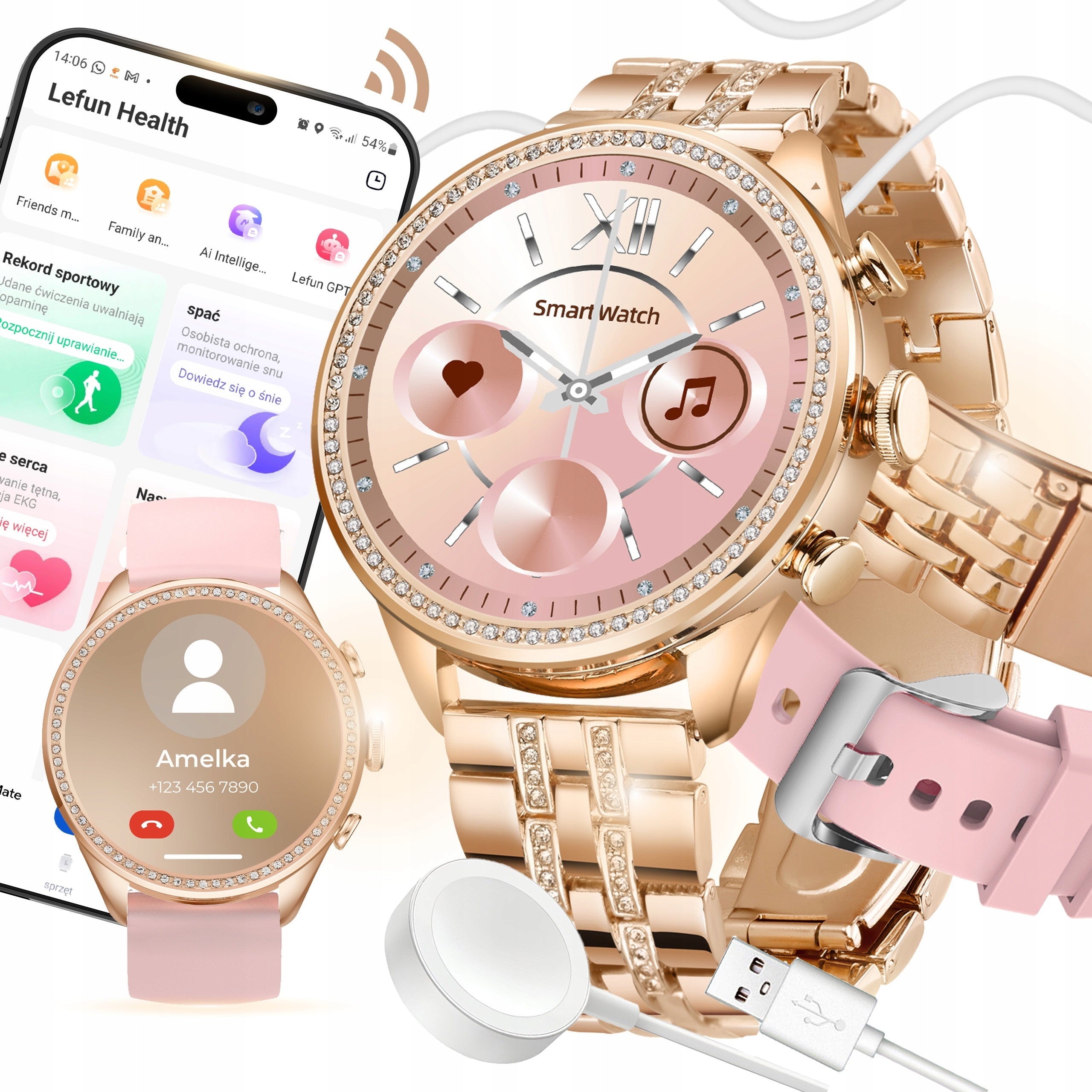 WOMEN'S WATCH SMARTWATCH GOLD FOR GIRL TALK NOTIFICATIONS SPORT