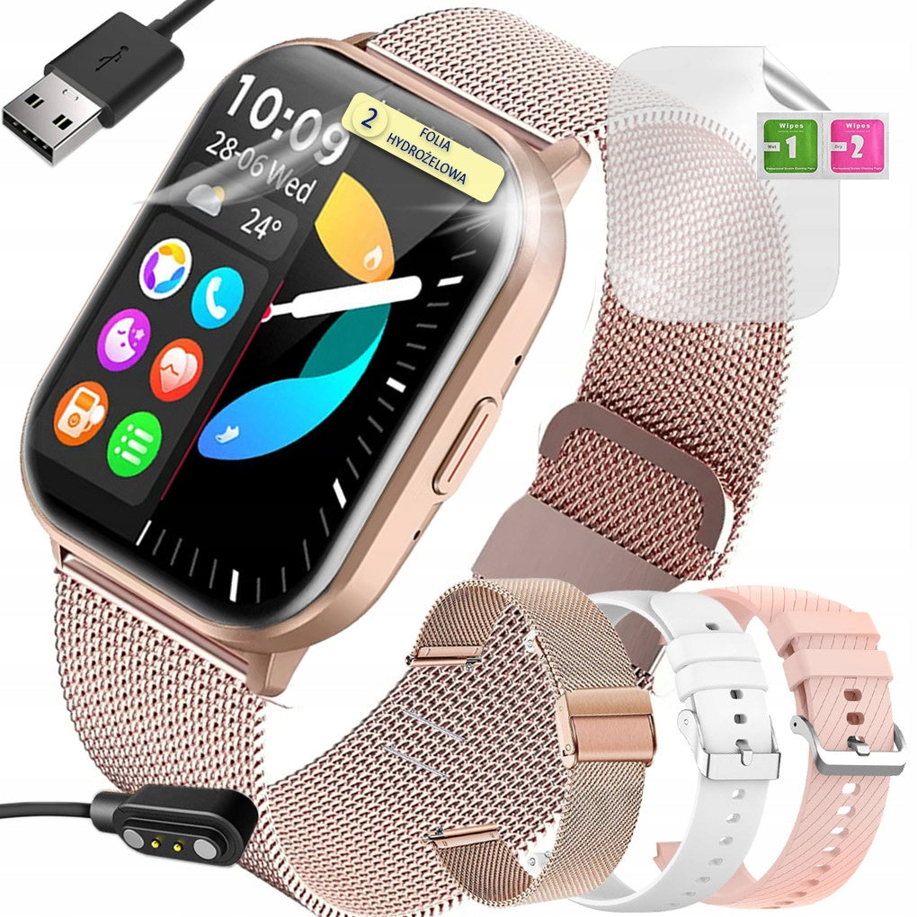 WOMEN'S WATCH SMARTWATCH Phone Calls PL menu 3 STRIPES PINK
