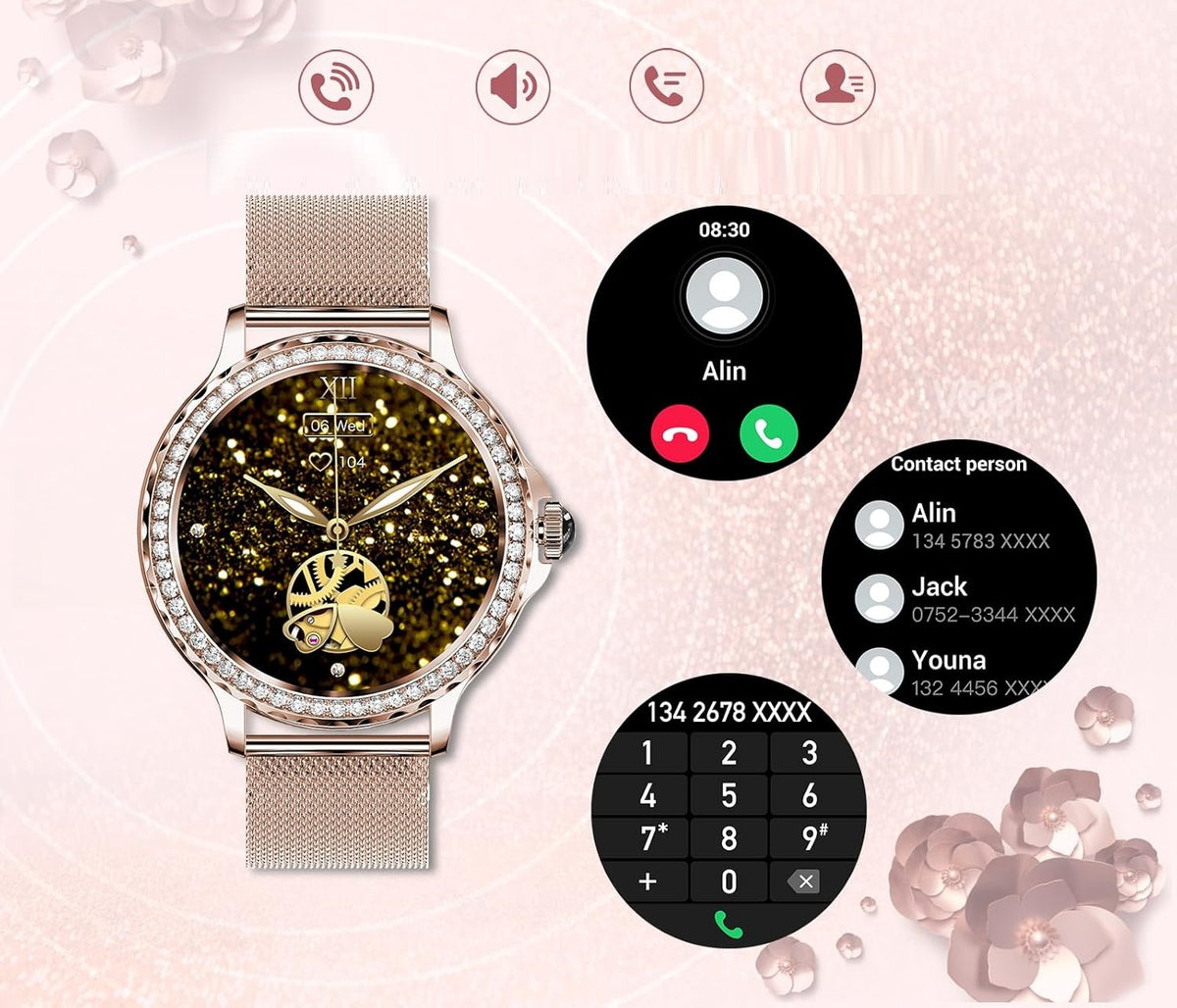 WOMEN'S WATCH SMARTWATCH SHINE CALLS POLISH MENU- FITNESS TWO STRIPES Manufacturer code SHINE