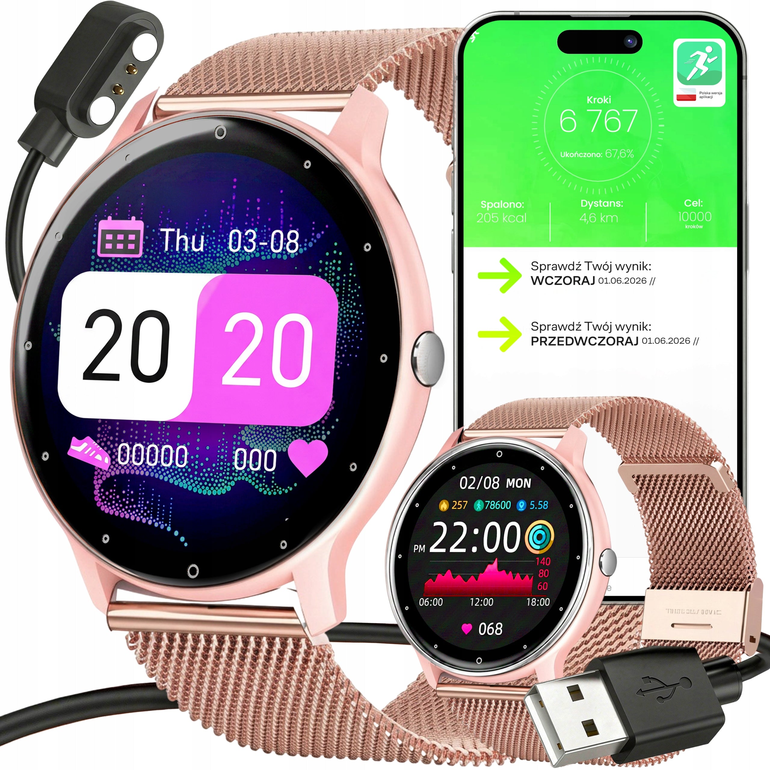 WOMEN'S WATCH SMARTWATCH WATERPROOF DISPLAY IPS PL MENU SPORT TALK