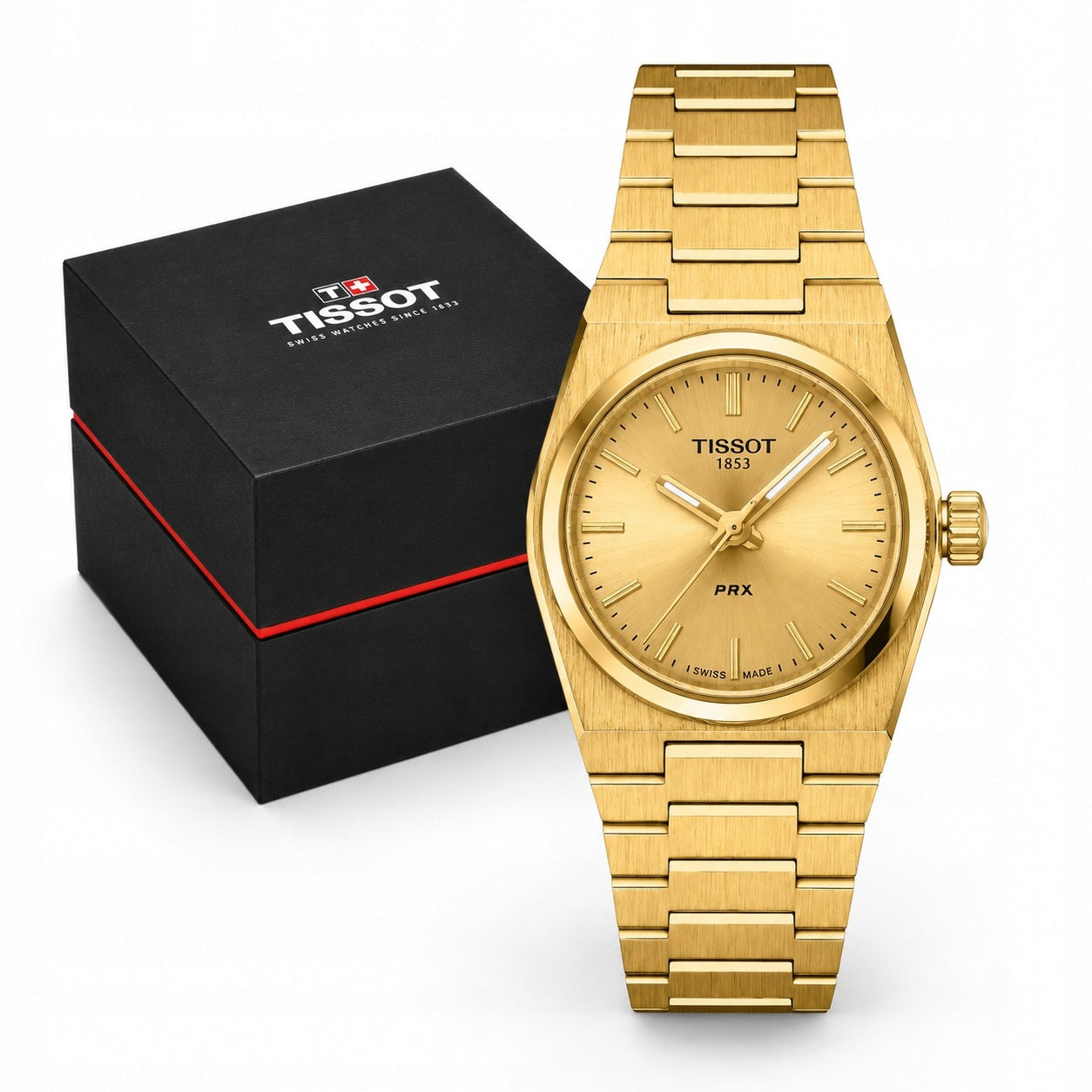 WOMEN'S WATCH TISSOT PRX 25 T137.010.33.021.00 GOLD QUARTZ SAPPHIRE