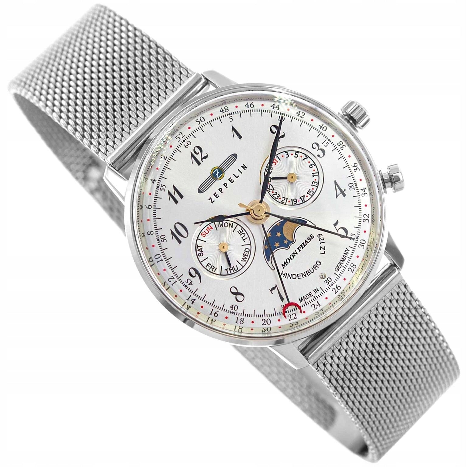 WOMEN'S WATCH ZEPPELIN 7037M-1 LZ129 HINDENBURG SILVER ON BRACELET