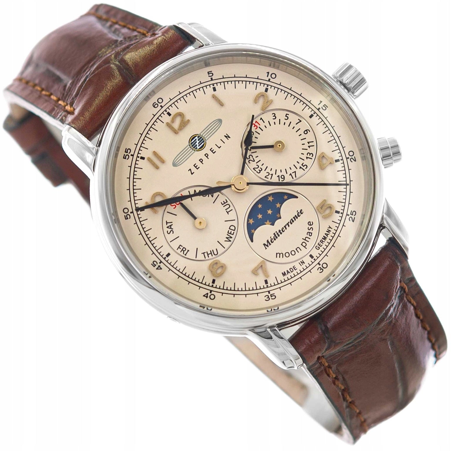 WOMEN'S WATCH ZEPPELIN 9637-5 MEDITERRANEE BROWN ON THE DATE BAR