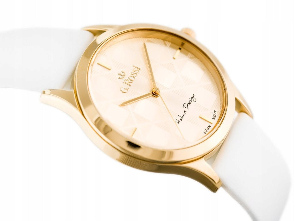 WOMEN'S WATCH white strap leather G. ROSSI - 10513A-4C1 FOR GIFT + BOX Additional features nickel-free