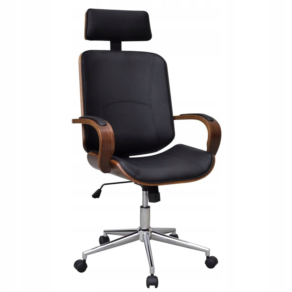 WOOD AND FAUX LEATHER SWIVEL OFFICE CHAIR