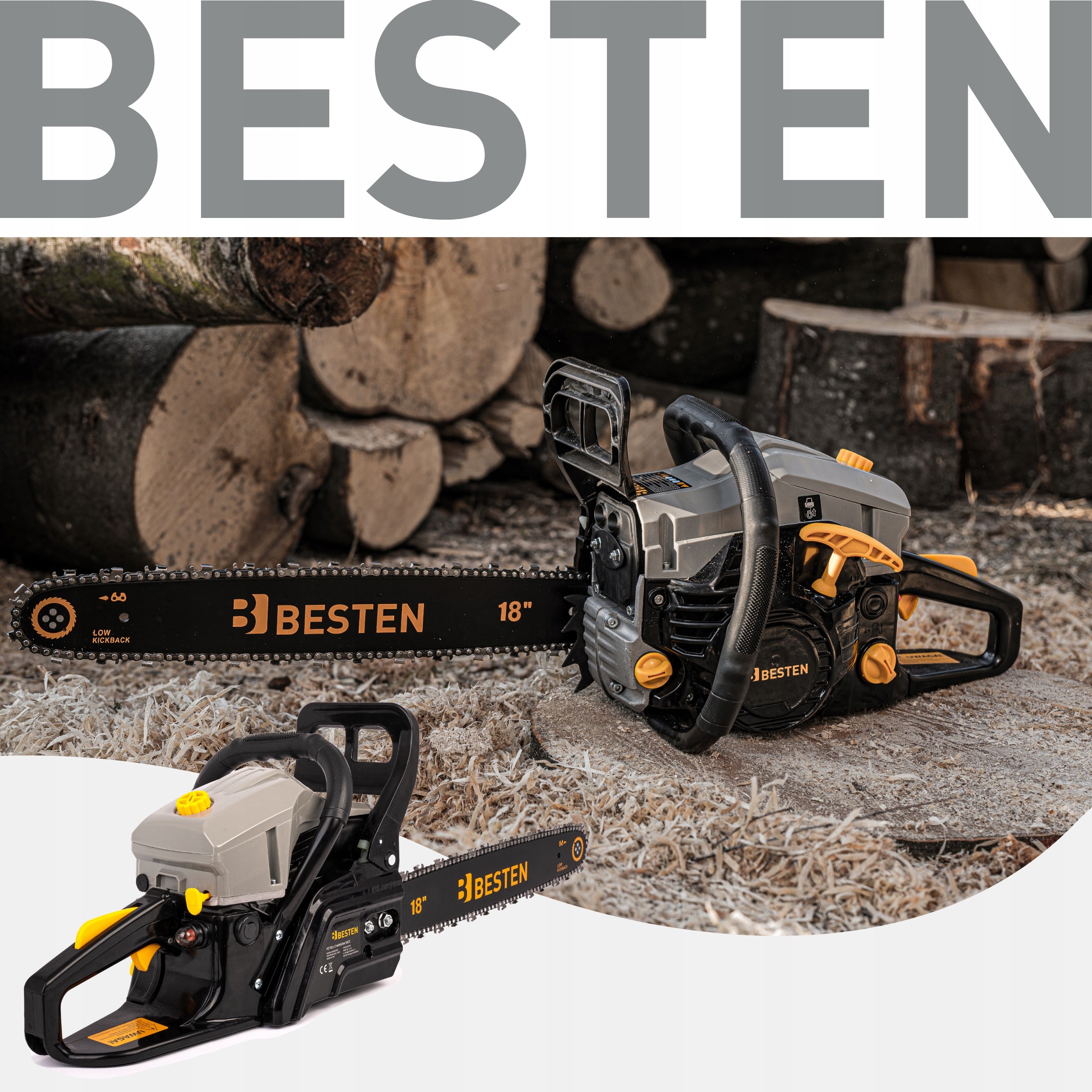 WOOD CHAINSAW 58CC 2xCHAIN 2xCHAIN OIL Power supply combustion