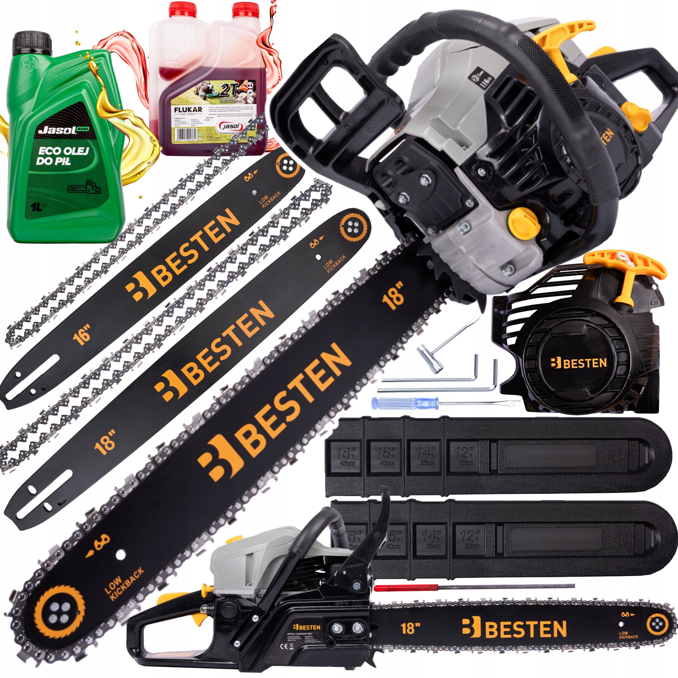WOOD CHAINSAW 58CC 2xCHAIN 2xCHAIN OIL