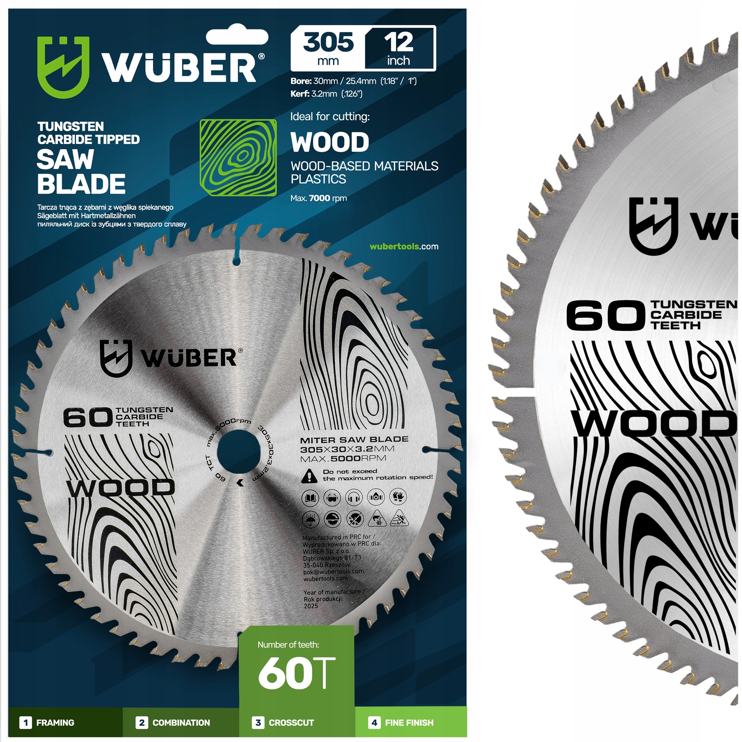 WOOD CIRCULAR SAW CARBIDE SINTERED TUNGSTEN 305x30mm 60T