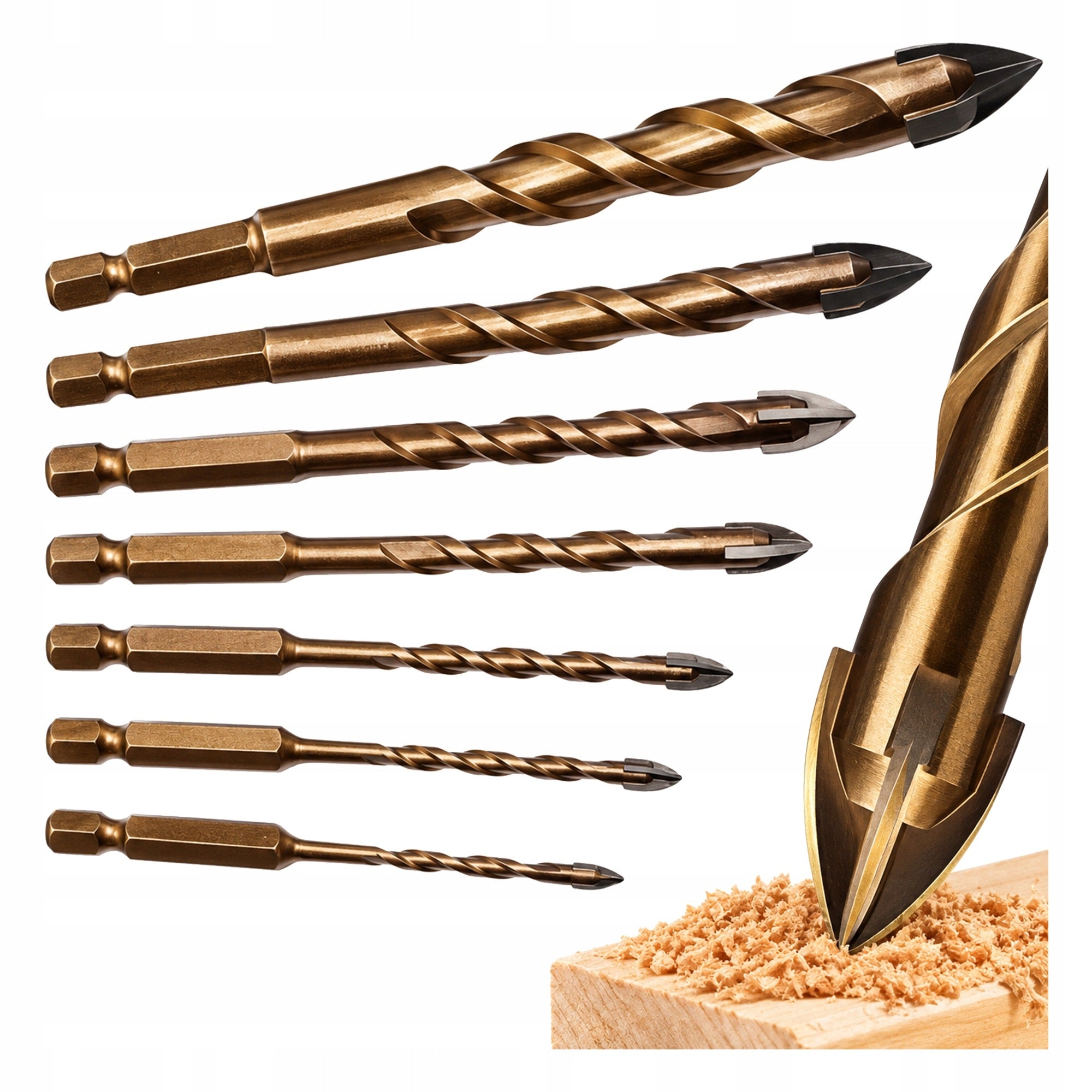 WOOD CONCRETE METAL DRILL BITS HEX CARBIDE DRILL BIT SET 3-12MM 7 PCS