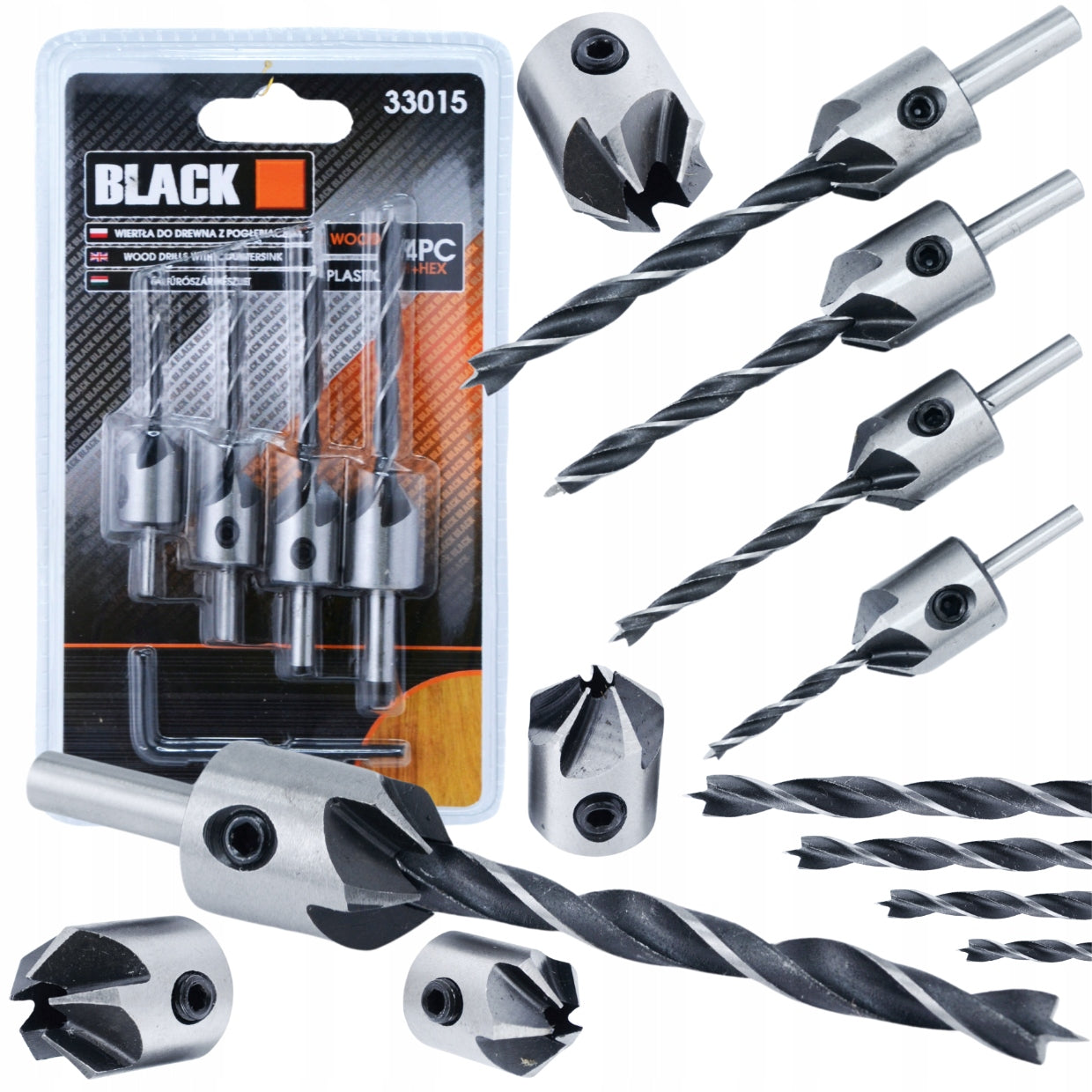 WOOD DRILL BITS FOR CHIPBOARD MDF OSB WITH DREDGE 4 PIECES 3-6MM BL.