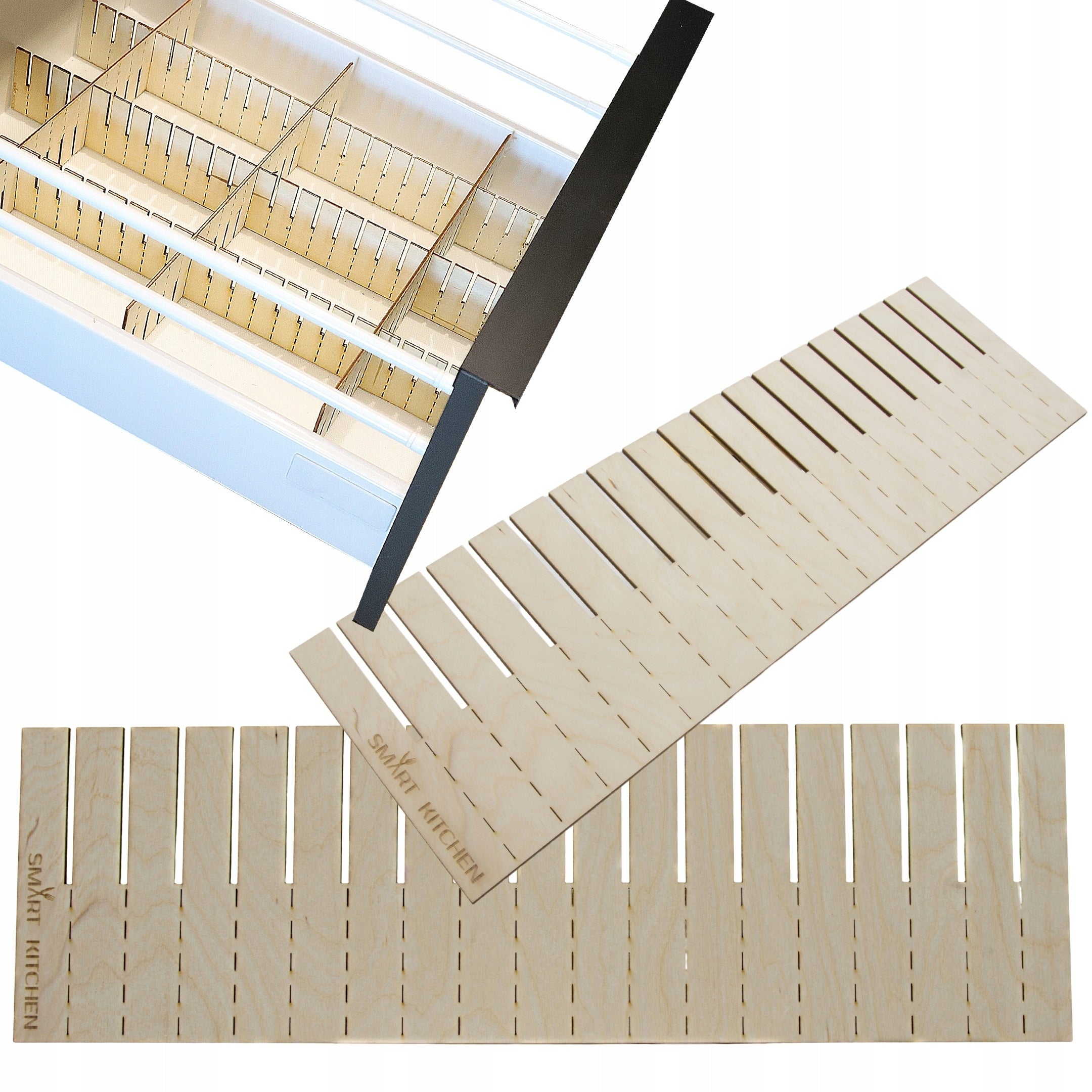 WOOD ORGANIZER FOR DRAWERS 43x13CM SEPARATOR x2