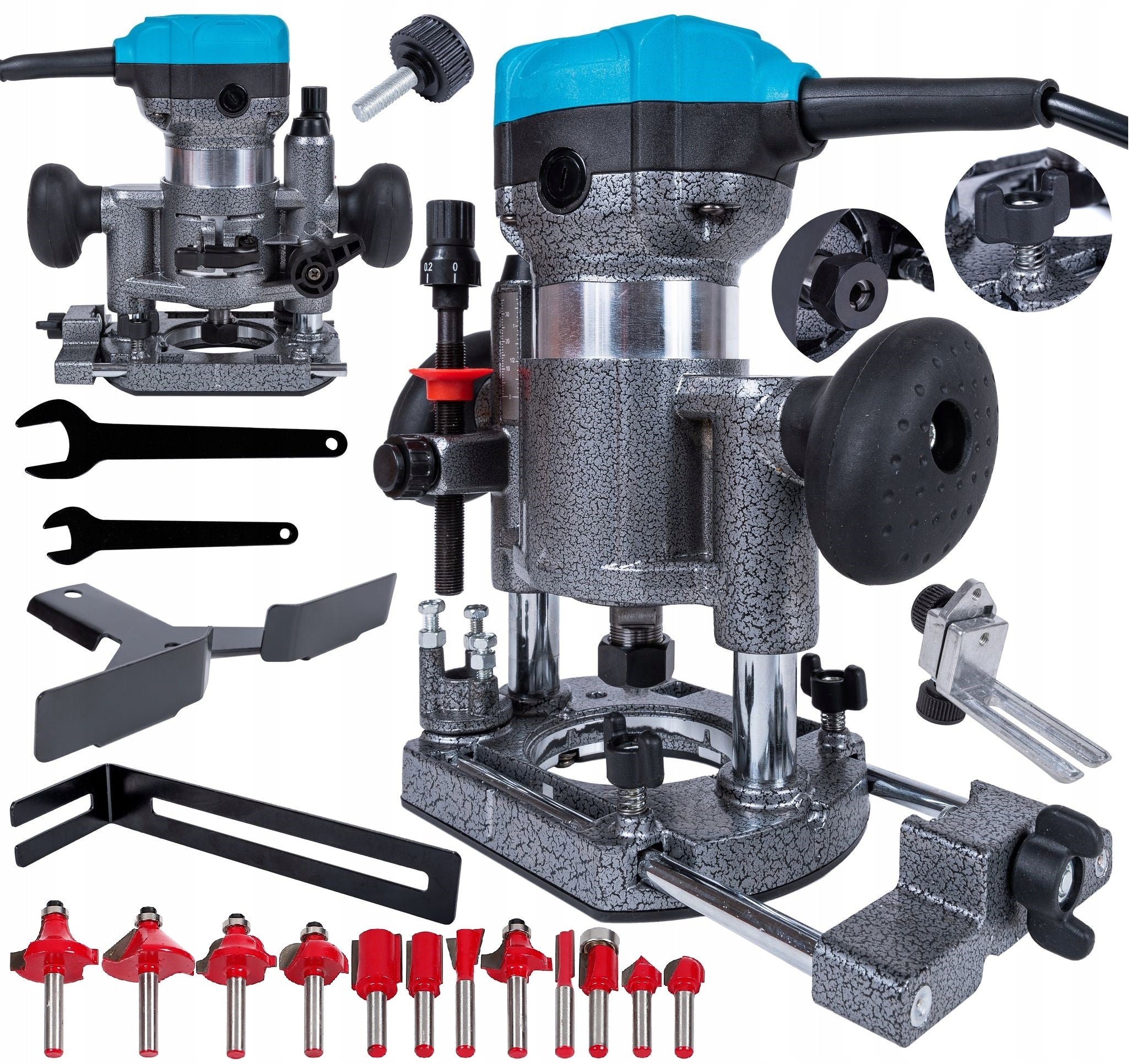 WOOD SPINDLE MILLING MACHINE 2400W CUTTERS SET STRONG EXTRACTION BAVARIA