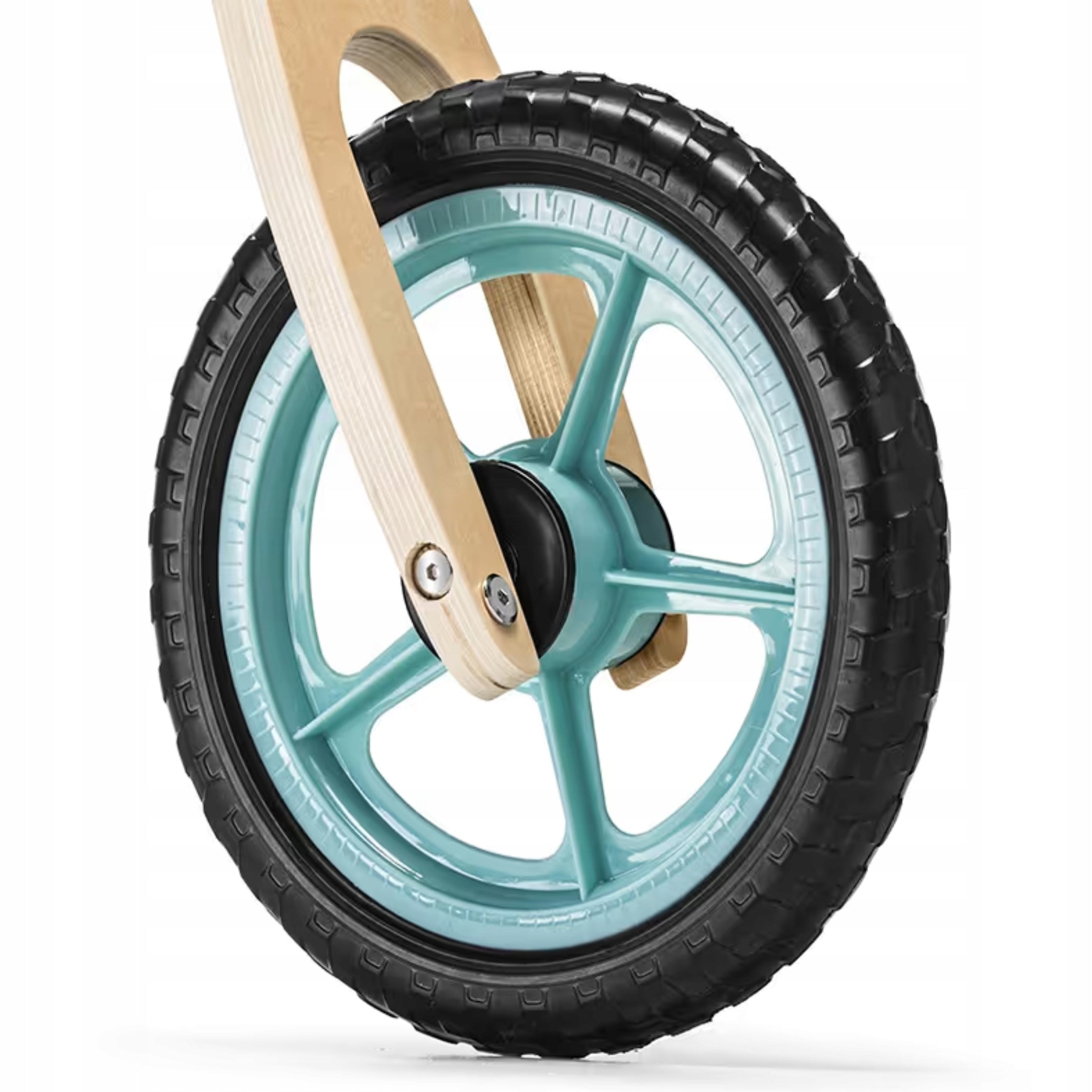 WOODEN BALANCE BIKE 12" BOY GREY EVA WHEELS + BAG + BELL Model ROWER SZARO-NIEB. 12 CALI DLA CHŁPCA KOMPLET