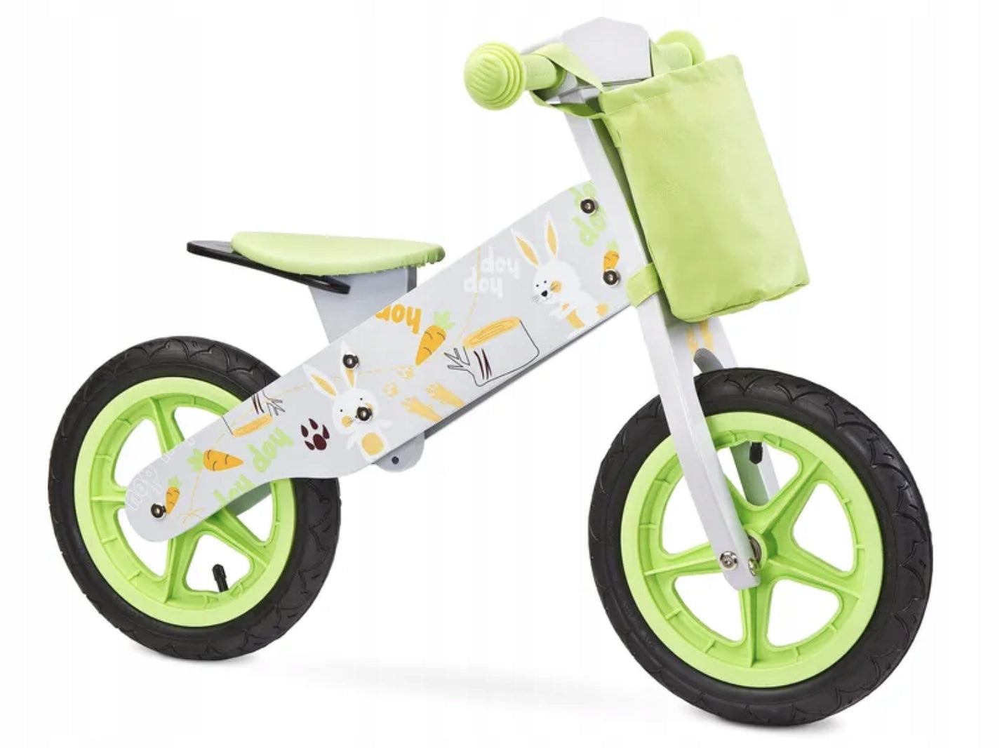 WOODEN BALANCE BIKE TOYZ ZAP GREY - GREEN Manufacturer code TOYZ-0252