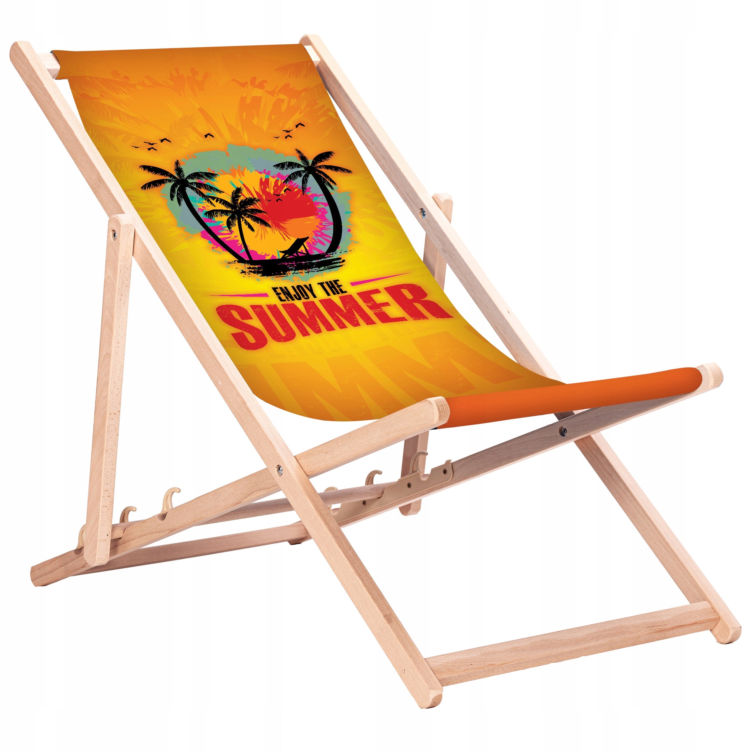WOODEN BEACH CHAIR GARDEN BEECH LOGO PRINT MANUFACTURER KN55