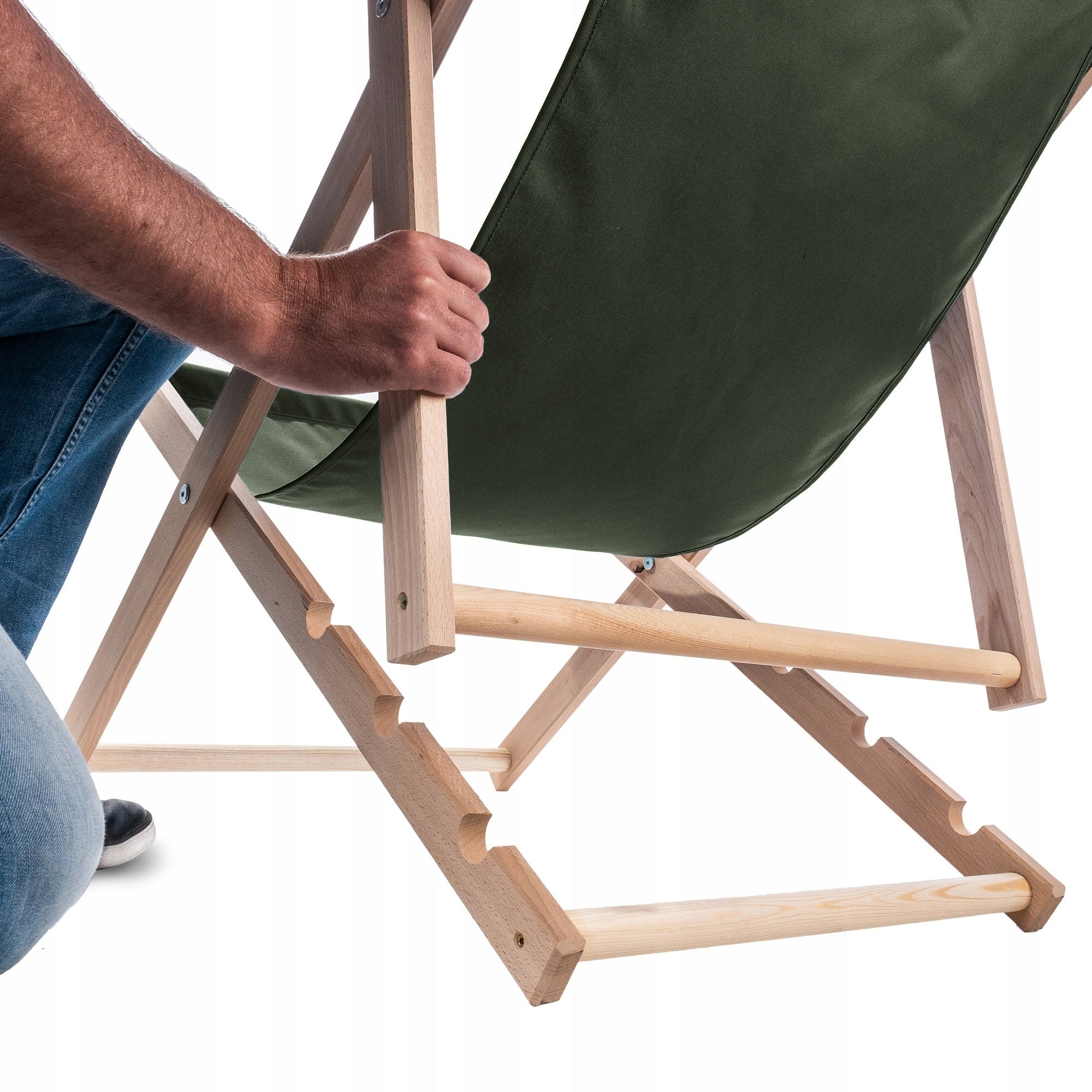 WOODEN BEACH LOUNGER FOLDING SUN LOUNGERS 2x Polish HIGH QUALITY Manufacturer code K8643