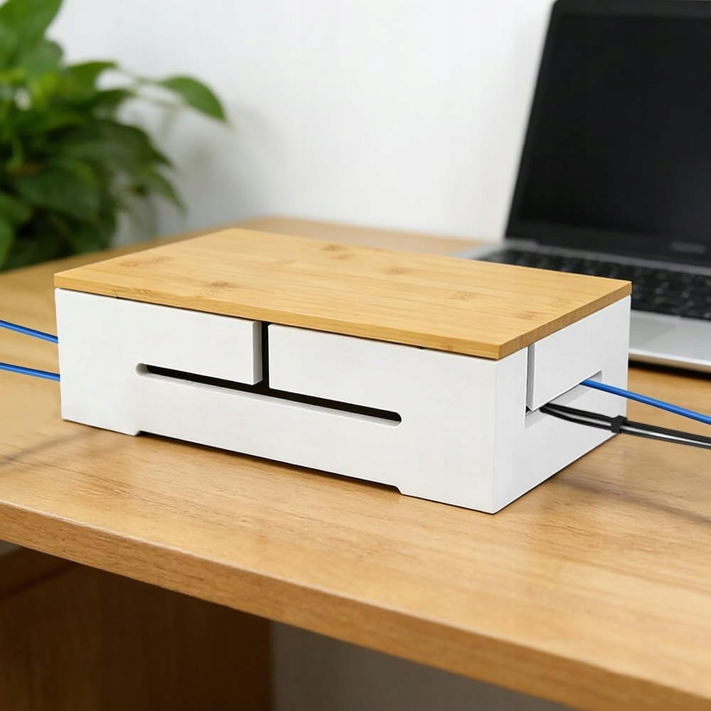 WOODEN CABLE BOX 32 X 22 X 11 CM WHITE FOR OFFICE AND LIVING ROOM Manufacturer code 6HG6430WH2342