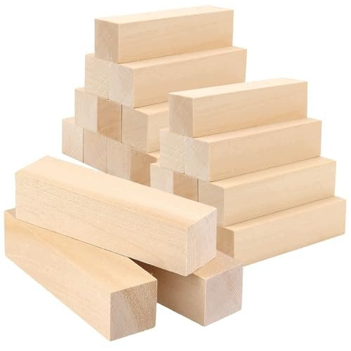 WOODEN CARVING BLOCKS SET OF 24 PIECES 10X2 5 CM NATURAL Brand no brand