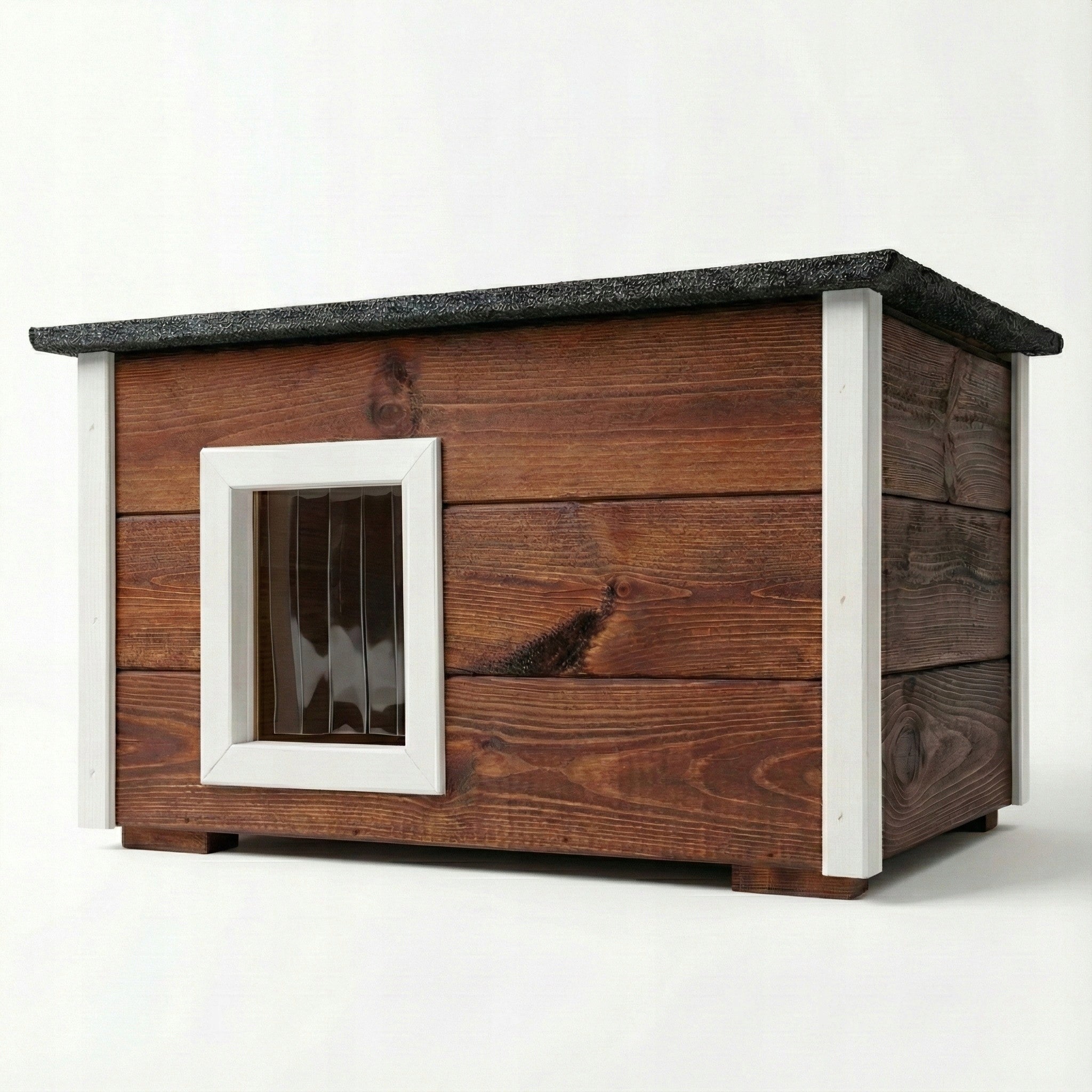WOODEN CAT KENNEL WHOLE INSULATED WINTER COTTAGE XXL OPENING ROOF