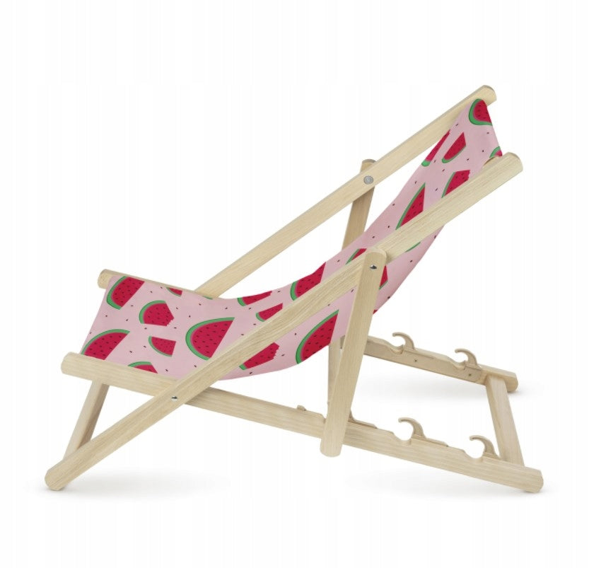 WOODEN CHILDREN'S SUN LOUNGER WITH LISA PRINT CHILDREN'S SUN LOUNGER GARDEN ECO Manufacturer code PŁACHTA 145