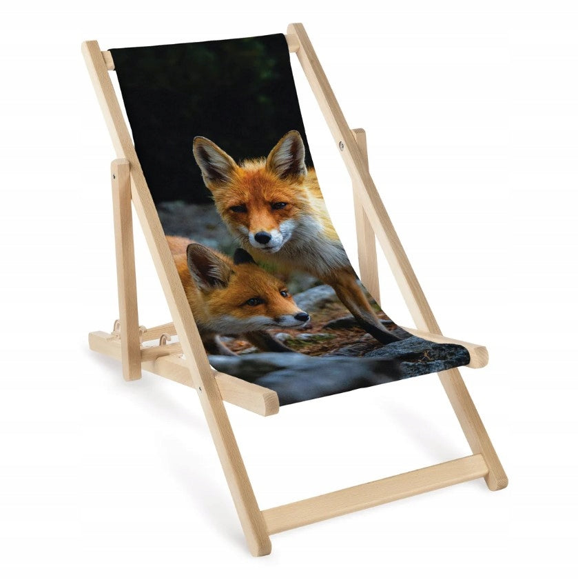 WOODEN CHILDREN'S SUN LOUNGER WITH LISA PRINT CHILDREN'S SUN LOUNGER GARDEN ECO
