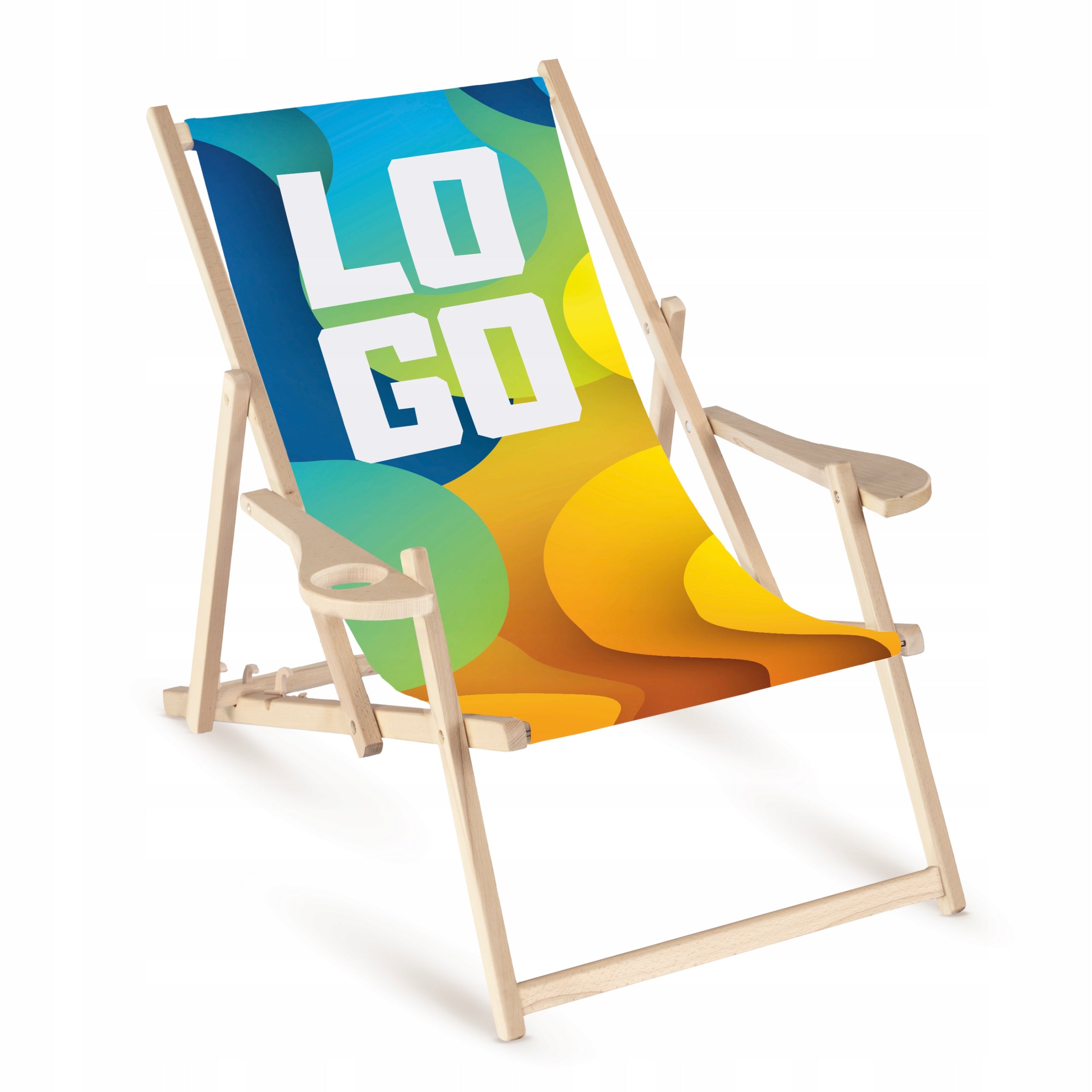 WOODEN DECKCHAIR WITH ARMREST GARDEN DECKCHAIR YOUR DESIGN YOUR COMPANY LOGO