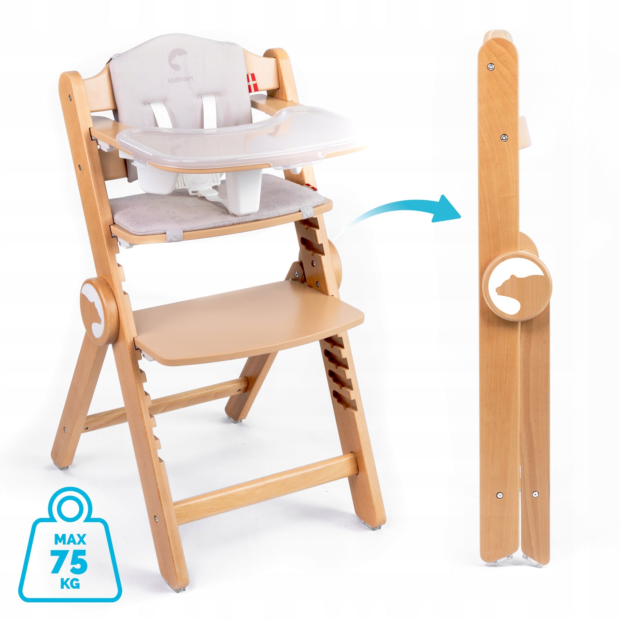 WOODEN FEEDING CHAIR 3in1 DRÖMMER UNIQUE BRONZE WITH TRAY AND STRAPS