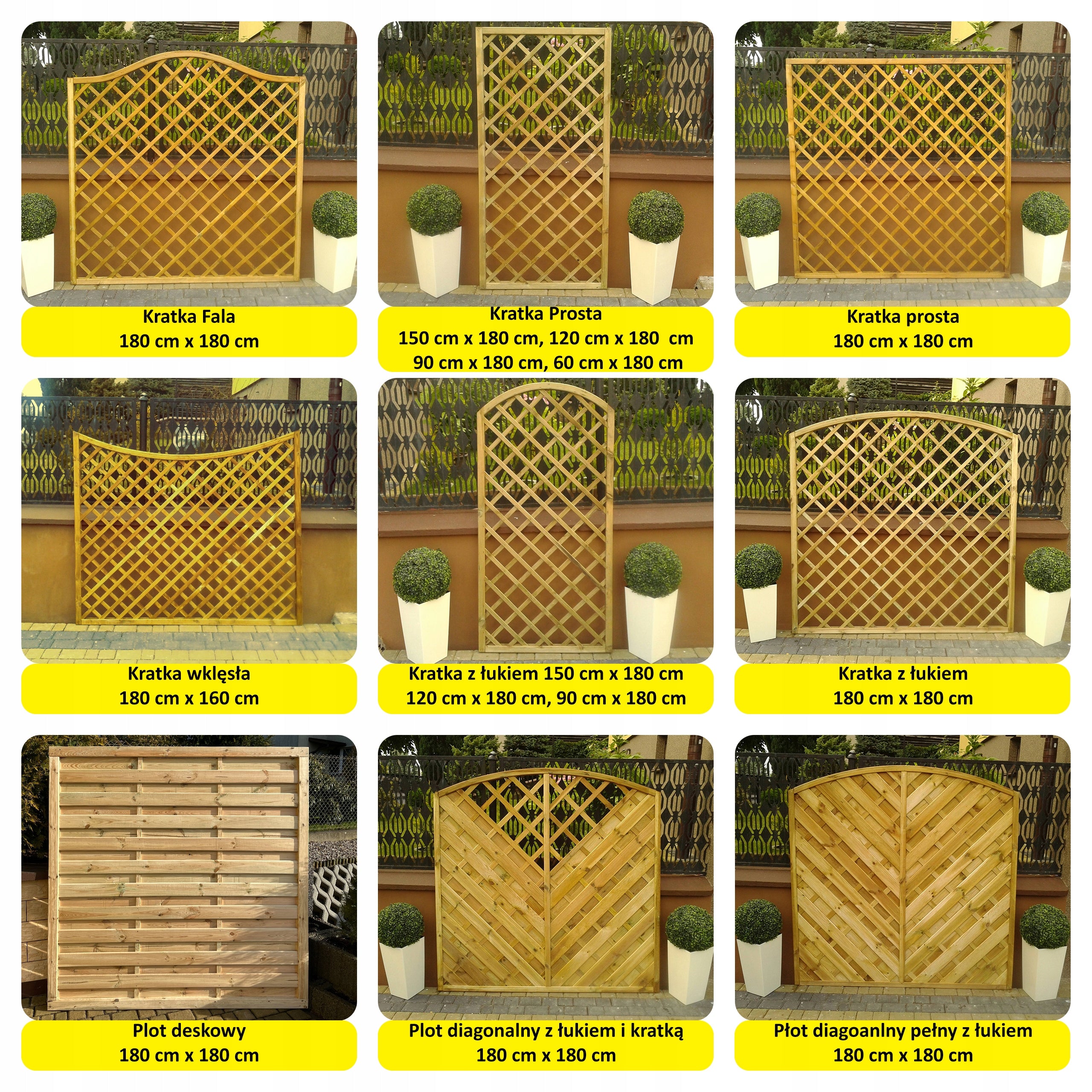 WOODEN FENCE 180x180x4.5 cm FENCE WITH ARCH AND GRILLE FENCE PERGOLAS EAN (GTIN) 5907009574288