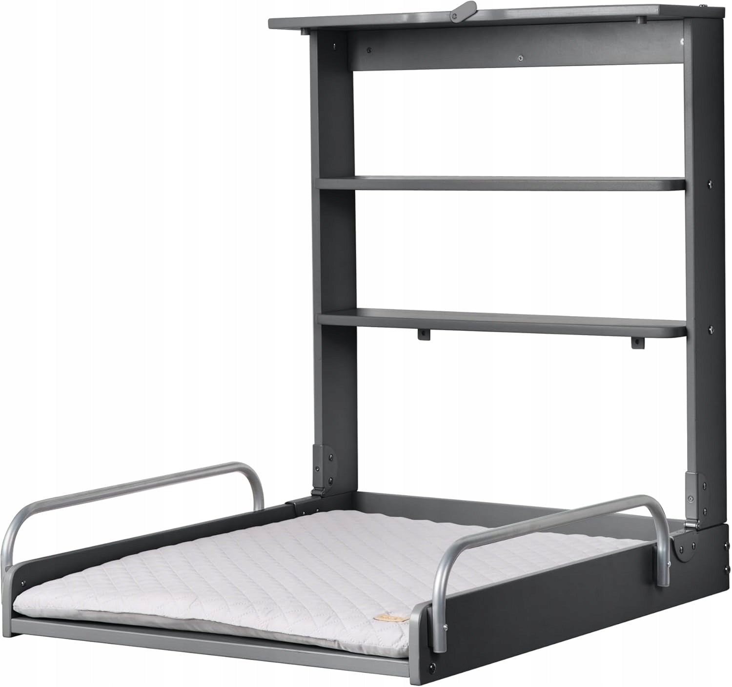 WOODEN FOLDING WALL CHANGING TABLE DURABLE STABLE MODERN GREY