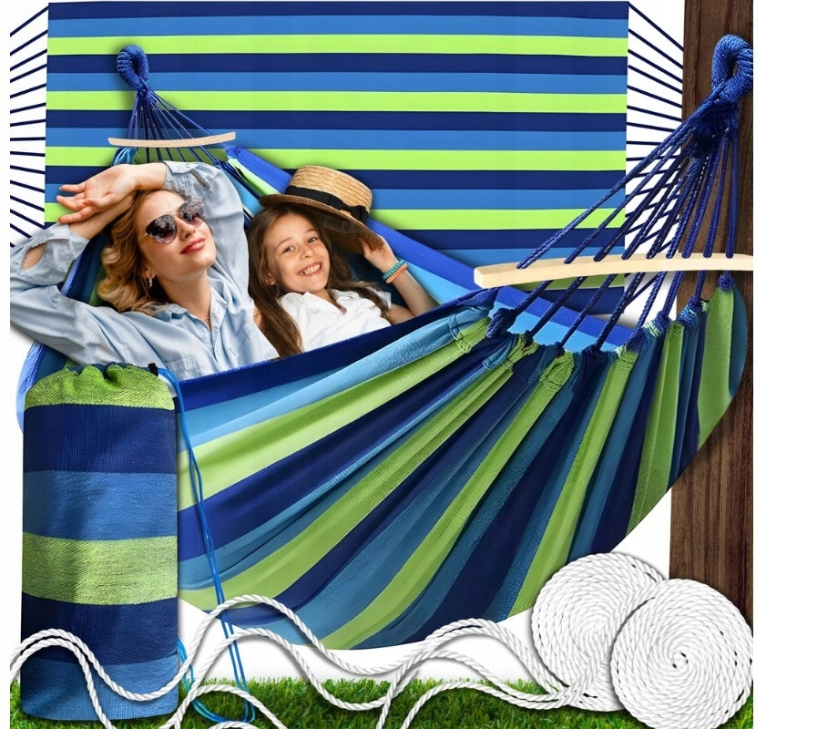 WOODEN FRAME + HAMMOCK 2 persons 300 KG GARDEN Manufacturer no brand