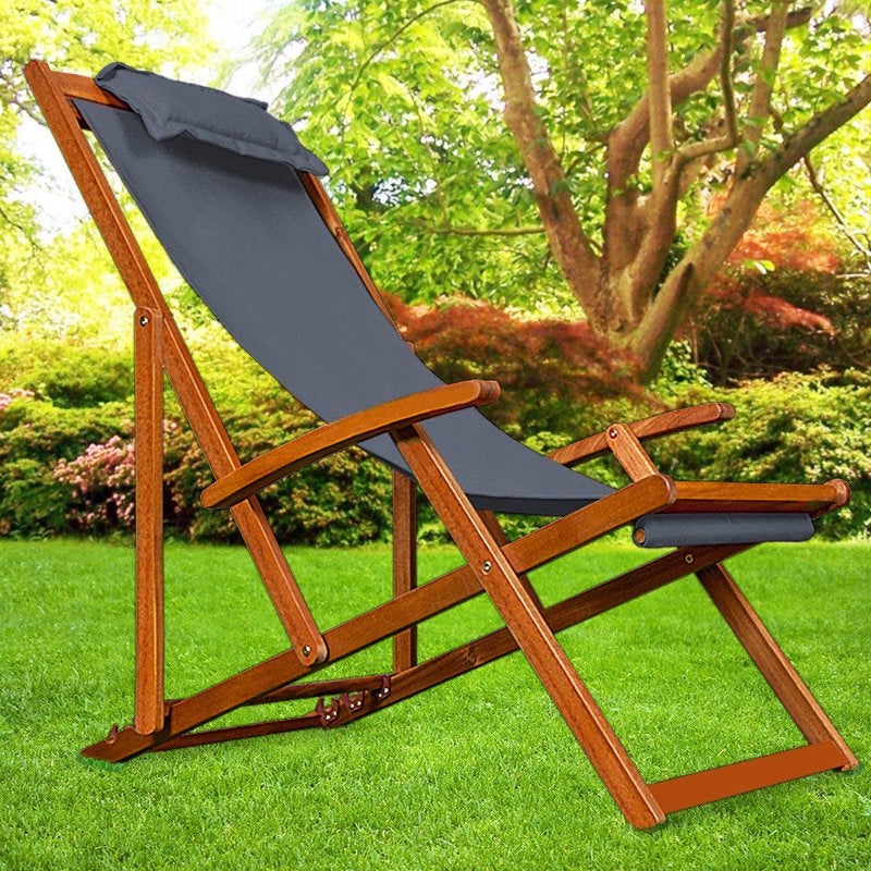 WOODEN GARDEN LOUNGER CHAIR ANTHRACITE Length (longer side) 94 cm