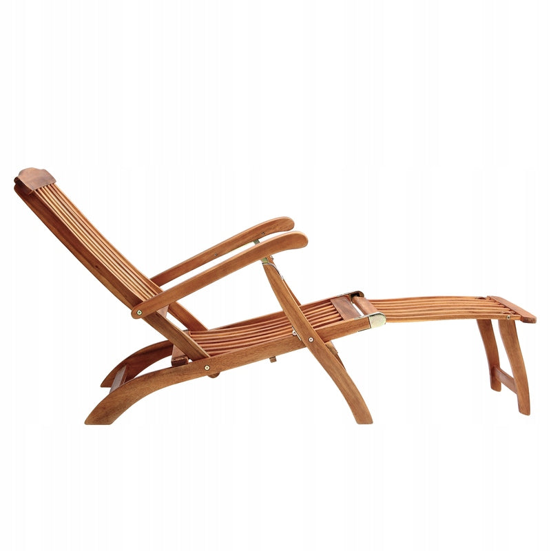 WOODEN GARDEN LOUNGER CHAIR FOOTREST Brand Casaria