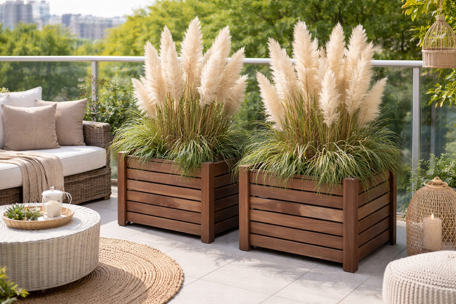WOODEN GARDEN PLANTER for terrace BOX LARGE Material wood