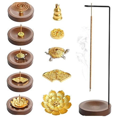 WOODEN INCENSE HOLDER 2IN1 SET OF 6 FOR RELAXATION MEDITATION