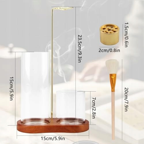 WOODEN INCENSE HOLDER WITH GLASS CONTAINER GIFT SET Manufacturer code Bez marki