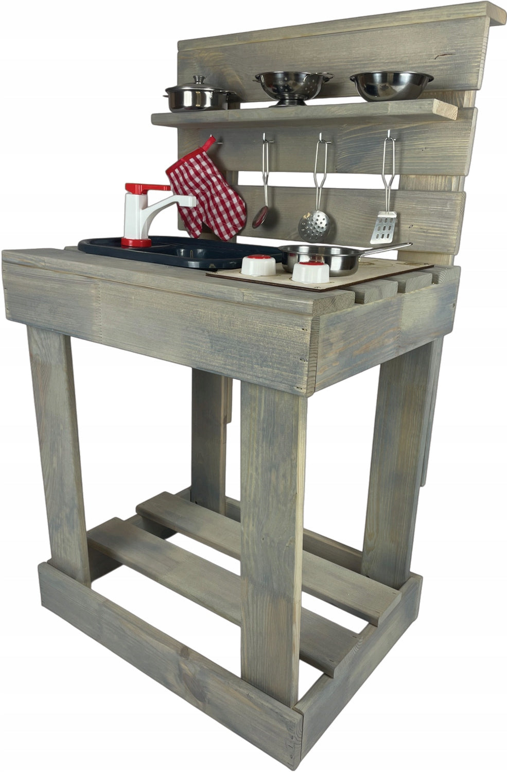 WOODEN OUTDOOR GARDEN KITCHEN MUD LARGE + STEEL DISH SET Manufacturer code TTOK2 / SZARA