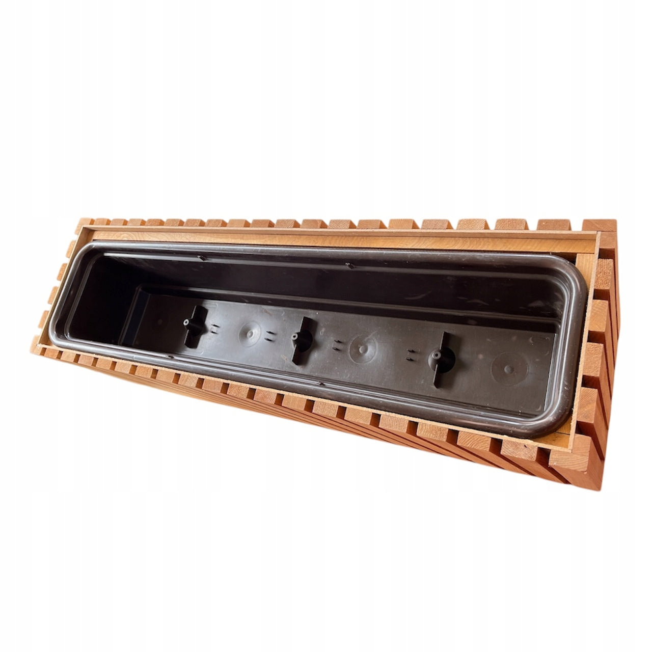 WOODEN POT GARDEN BOX TERRACE, FLOWERS GOLDEN OAK LAMELLAS Manufacturer code LZD82x23x30